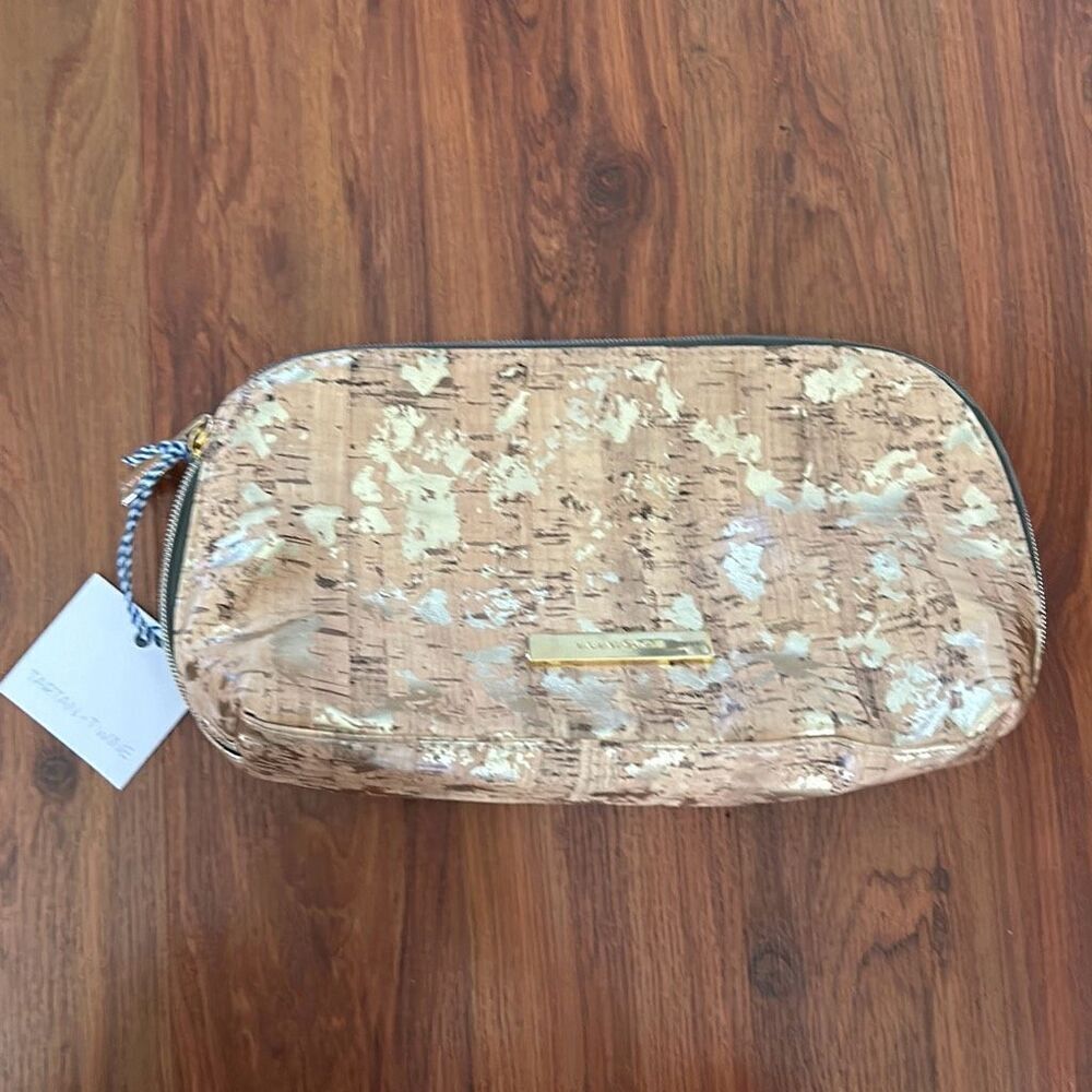 NWT Tartan + Twine cork print cosmetic bag travel bag￼